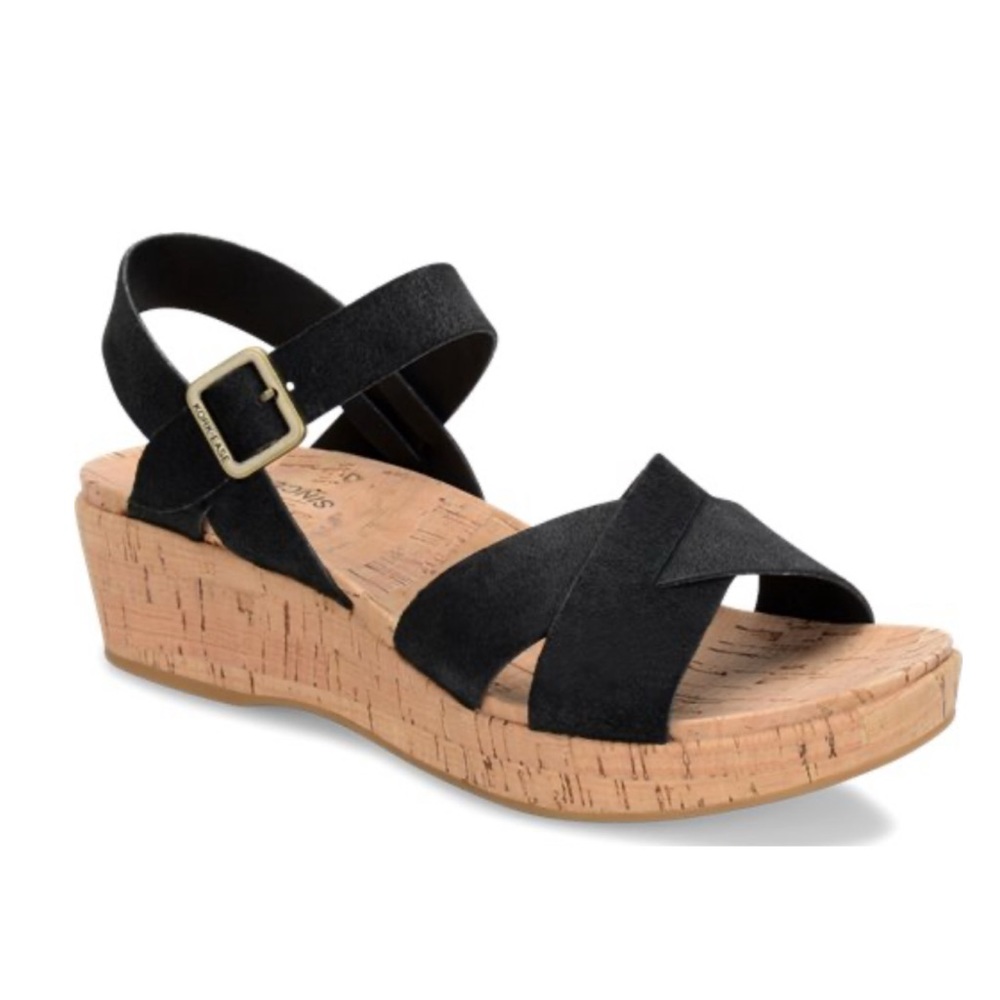 KorkEase Black Myrna 2.0 Cork Wedge Ankle Strap Sand… Gem